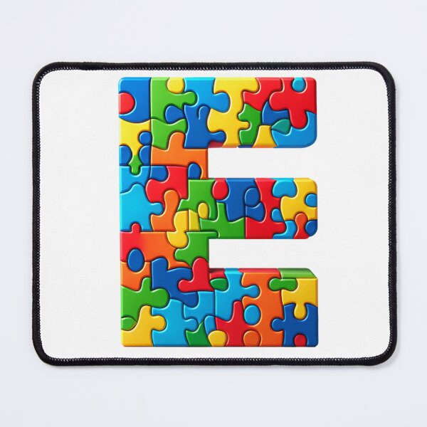 Item preview, Colorful puzzle E pieces connecting in a vibrant abstract background designed and sold by KanDa-Shop.