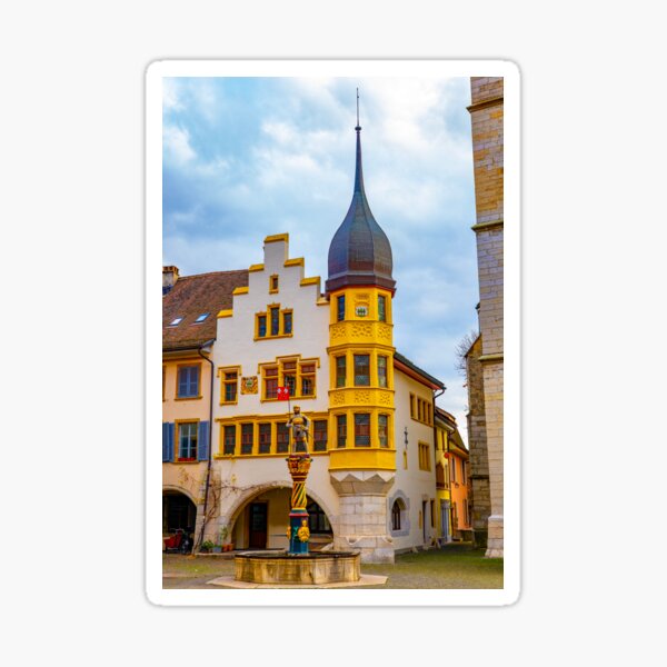 Item preview, Old Town with Corner House with Tower and Water Fountain in Biel, Bienne designed and sold by Mats Silvan.