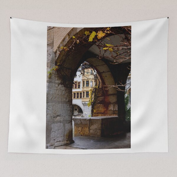 Item preview, Arch in Old Town with Corner House in a Sunny Autumn Day in City of Biel, Bienne designed and sold by Mats Silvan.