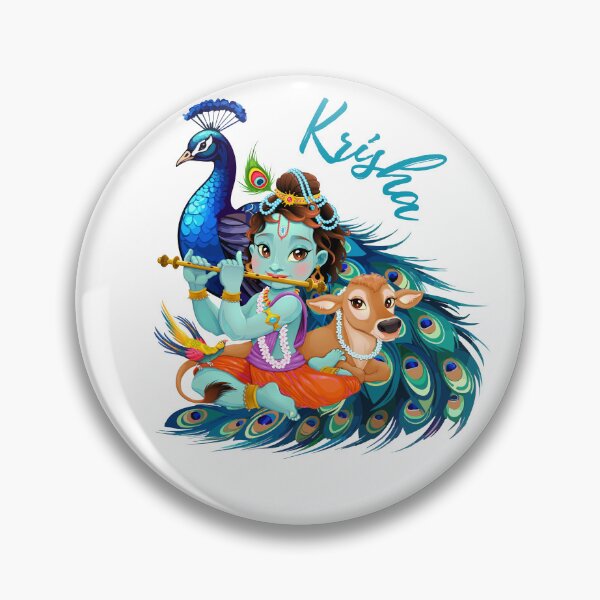 Item preview, Divine Krishna with Cow and Peacock designed and sold by Nichan-70.