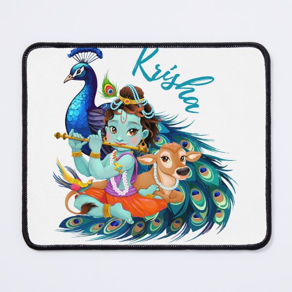 Item preview, Divine Krishna with Cow and Peacock designed and sold by Nichan-70.