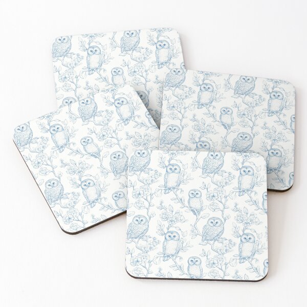 Item preview, cute owl toile de jouy chinoiserie  designed and sold by PoppyLaneStudio.