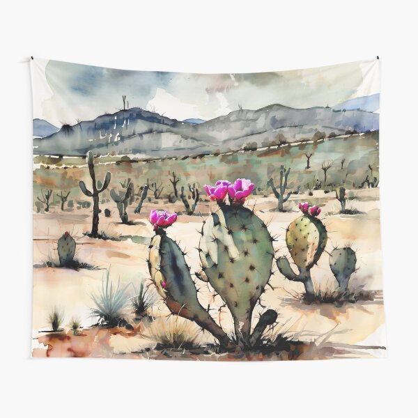 Item preview, Agave & Mezcal Spirit – Prickly Pear Watercolor Art designed and sold by NatArtSA.