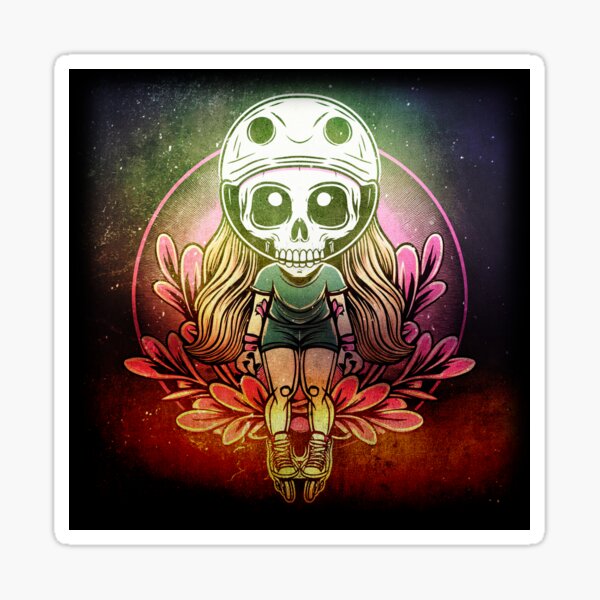 SKULL-FACED ROLLERSKATER GIRL Sticker