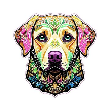 Artwork thumbnail, Vibrant Labrador Retriever Art - Colorful Floral Dog Illustration by Blizoura