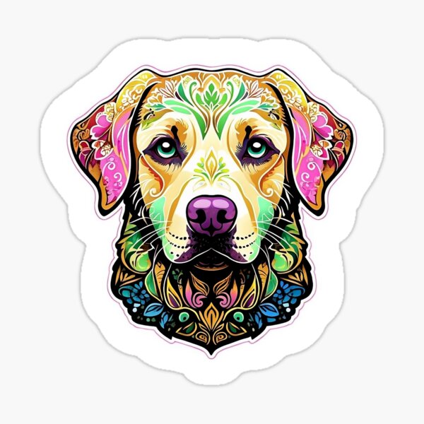 Item preview, Vibrant Labrador Retriever Art - Colorful Floral Dog Illustration designed and sold by Blizoura.