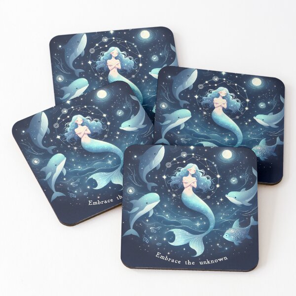 Item preview, Mermaid, Embrace the Unknown, Sea Life, Positive Self-Talk, Inspirational, Ocean Illustration, Dolphins, Whales, Celestial Underwater, Mermaidcore, Blue Fish designed and sold by matchakpop.