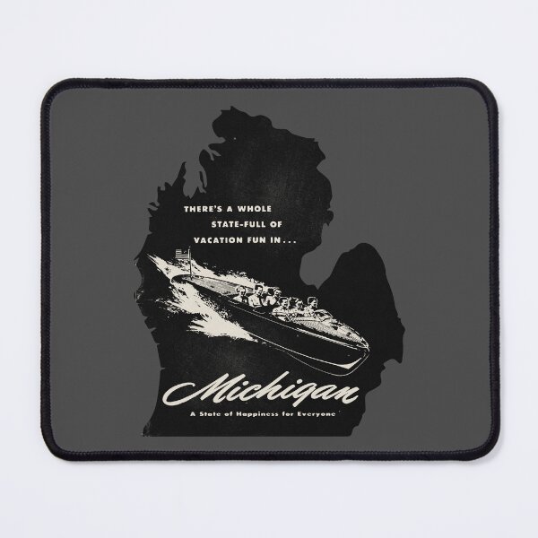 Item preview, Vintage Michigan Tourist Woody Boat designed and sold by Kujo Dangerous Vintage.