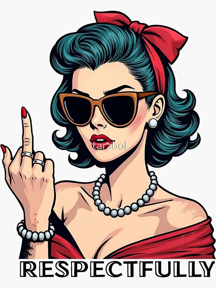 Thumbnail 3 of 3, Sticker, Retro Rebel Woman – Bold & Free designed and sold by tarzbol.