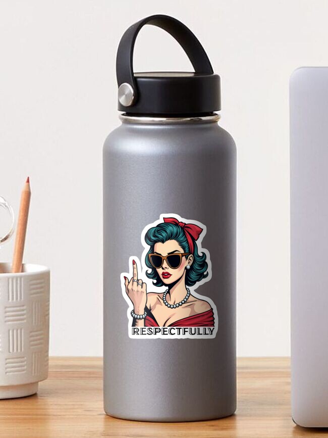 Thumbnail 1 of 3, Sticker, Retro Rebel Woman – Bold & Free designed and sold by tarzbol.