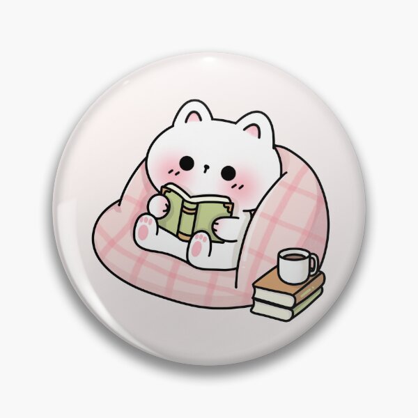 Item preview, Kawaii Reading Cat on Beanbag - Pastel Aesthetic designed and sold by millistudio.