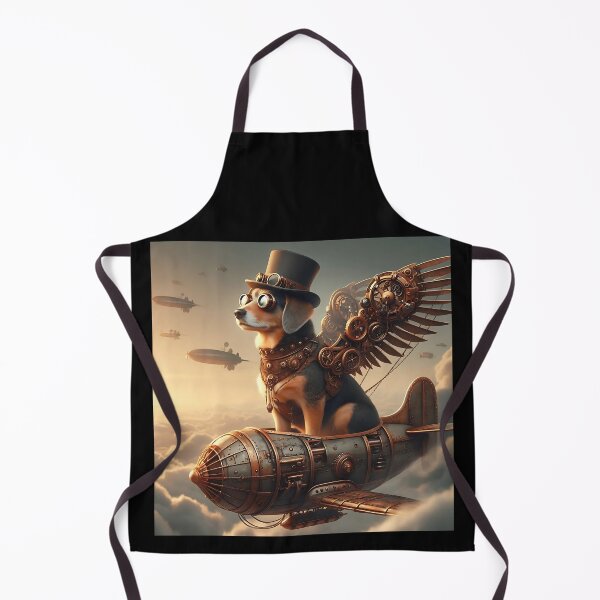 Item preview, Steampunk Dog Pilot with Mechanical Wings and Airship wall art designed and sold by Psycho-Crazy.
