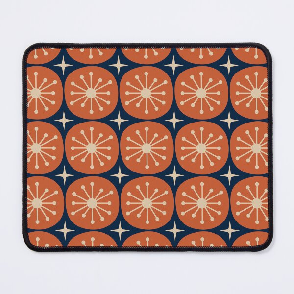 Item preview, Mid Century Modern Atomic Dots and Stars Retro Pattern in Mid Mod Orange Beige Navy Blue designed and sold by kierkegaard.