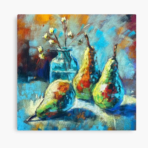 3 pears and a pot Canvas Print