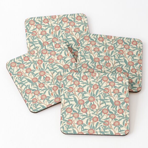 Item preview, retro styled red gumtree blossoms designed and sold by PoppyLaneStudio.