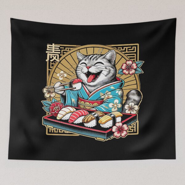 Item preview, Sushi Cat Tabby Kimono Maki Nigiri Gift designed and sold by Pineapple-Tree.