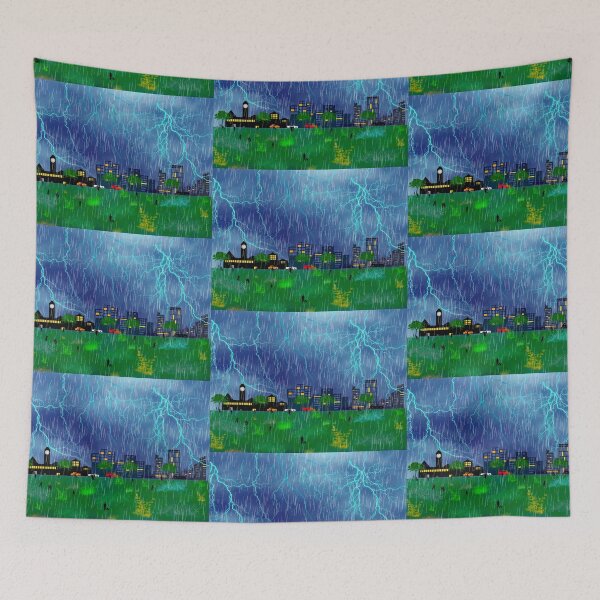 Item preview, Rainy and lightning night in the city designed and sold by manoloshoping.