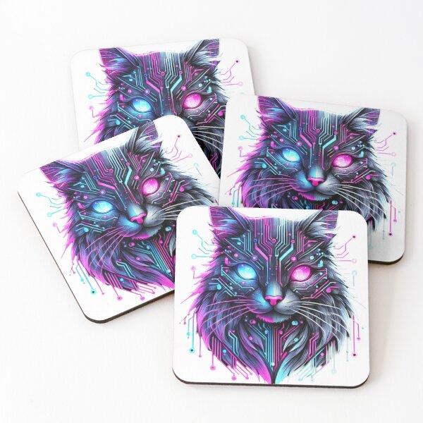 Item preview, Cyberpunk Neon Cat designed and sold by GoldenPaw Society.