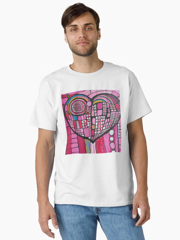 Thumbnail 2 von 7, Classic T-Shirt, Pink Heart for Peace - Ein rosa Herz für den Frieden designt und verkauft von Evelyn3112.