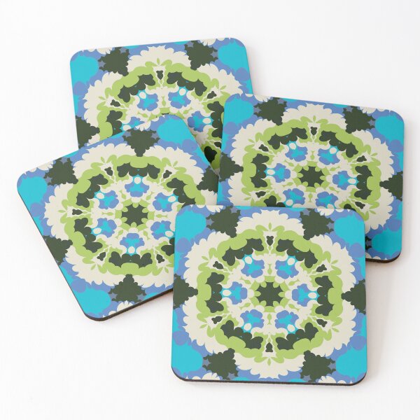 Item preview, Retro Mandala Blue Green White and Black designed and sold by WormholeOrbital.