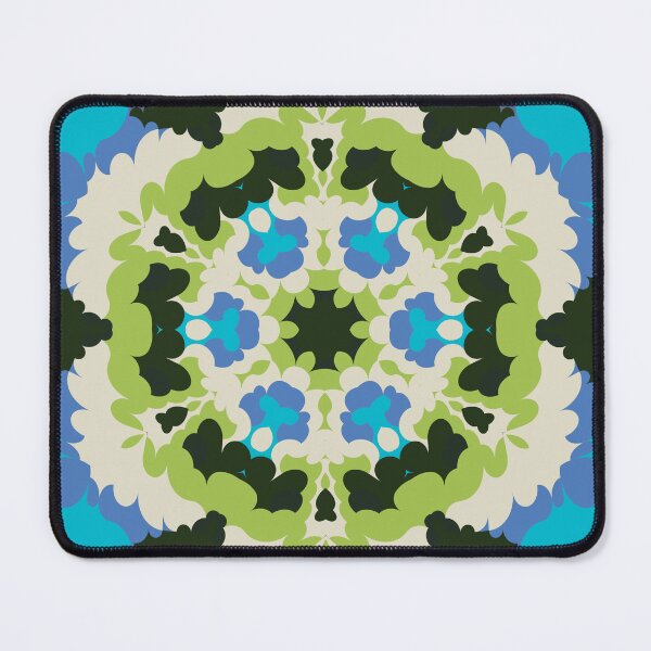 Item preview, Retro Mandala Blue Green White and Black designed and sold by WormholeOrbital.