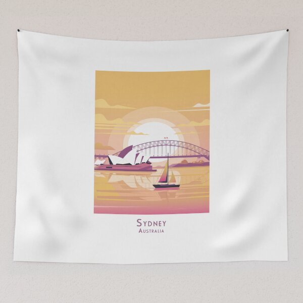 Item preview, Sydney Sunset – Vintage Retro Travel Poster with Opera House and Harbour Bridge designed and sold by pod24.