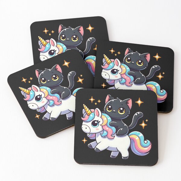 Item preview, Kawaii Black Cat Riding a Unicorn - Cute & Whimsical Fantasy designed and sold by Kawaii-n-Spice.