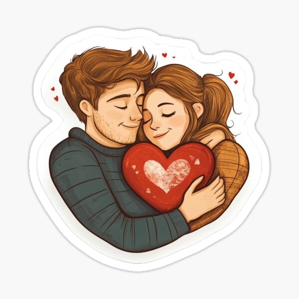Item preview, Romantic Couple Love Illustration Sticker designed and sold by SmartShop26.