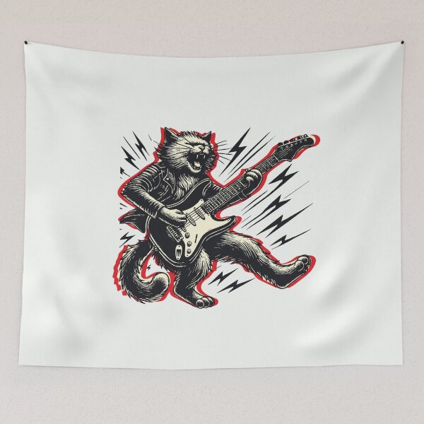 Item preview, Cat Playing Guitar Rock Star Kitten Rock and Roll Lover For Men Women Kids designed and sold by alenaz.