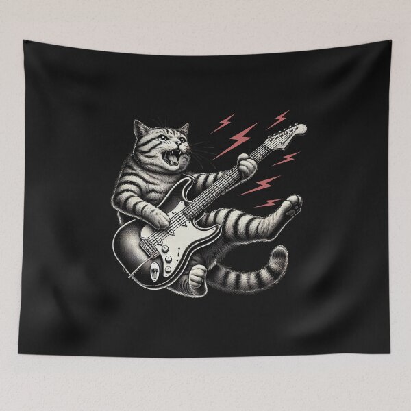 Item preview, Cat Playing Rock Guitar Furry Rock Star Concert designed and sold by alenaz.
