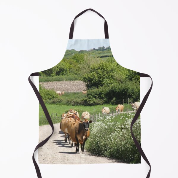 Item preview, Jersey dairy cows walking up a farm track to be milked, surrounded by cow parsley designed and sold by karenadams.