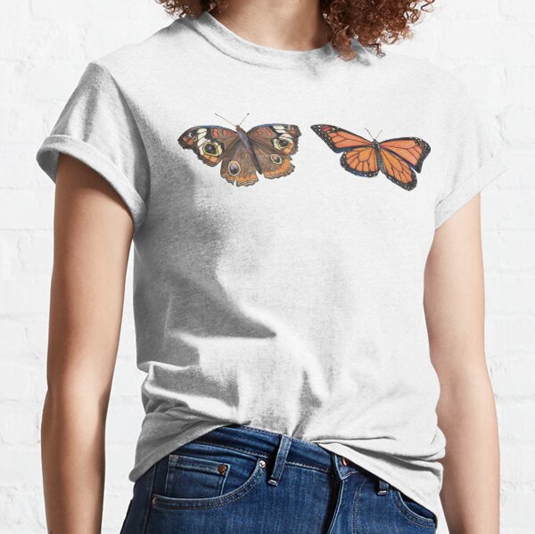 Vista previa del artículo con la obra «Camiseta dúo mariposa naranja», diseñado y vendido por LushLinesStudio.