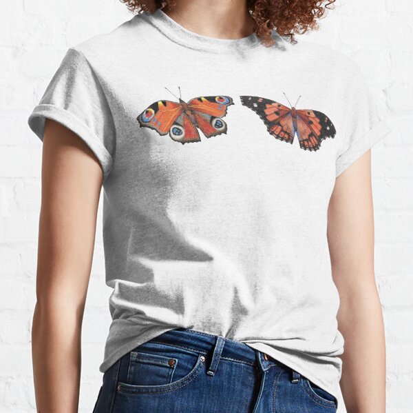 Vista previa del artículo con la obra «Camiseta dúo mariposa naranja», diseñado y vendido por LushLinesStudio.