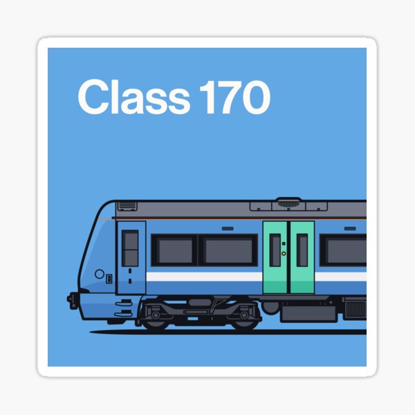 Vista previa del artículo con la obra «Tren azul claro clase 170, lado Inglaterra, Reino Unido», diseñado y vendido por VoodooCircus.