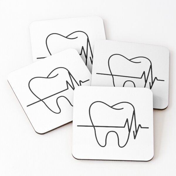 Item preview, Tooth and Heartbeat Line Minimalist Design designed and sold by Golden-flower22.