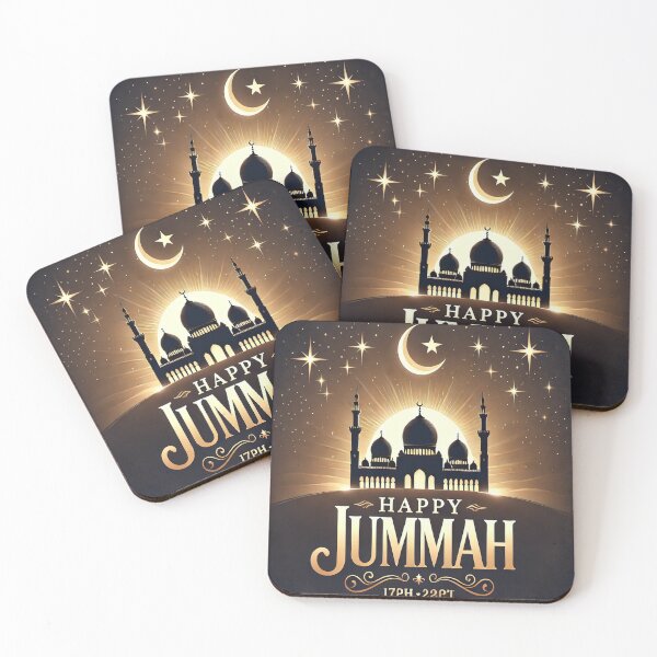 Item preview, Elegant Happy Jummah Mosque Silhouette with Crescent Moon & Stars designed and sold by AkilaCreations .