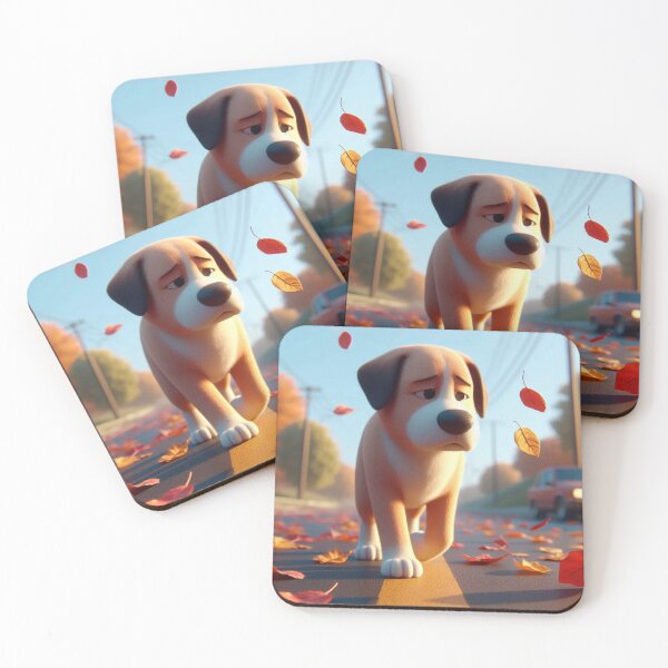 Item preview, Melancholy Dog in Fall Leaves - Whimsical Pet Design designed and sold by choder61.
