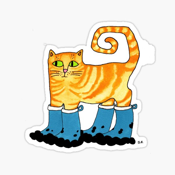 Item preview, Cat with Muck Boots designed and sold by srosedahl.