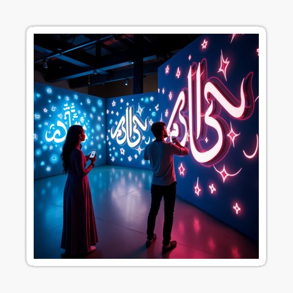 Item preview, Neon Echoes: Futuristic Arabic Calligraphy in an Emirati Gallery designed and sold by Srahul.