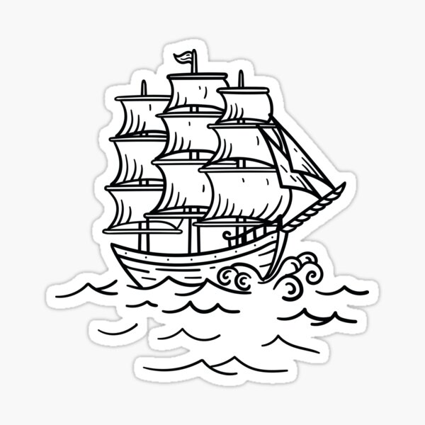 Aperçu de l'œuvre Aventure en bateau pirate – Navigation vintage en mer créée et vendue par Tenebris Ink.
