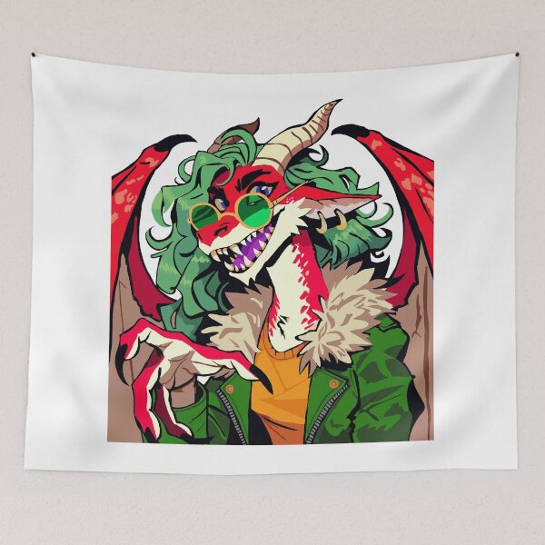 Item preview, Lady Red Dragon in Green Flight Jacker and Sun Glasses designed and sold by KlakkDrawsStuff.