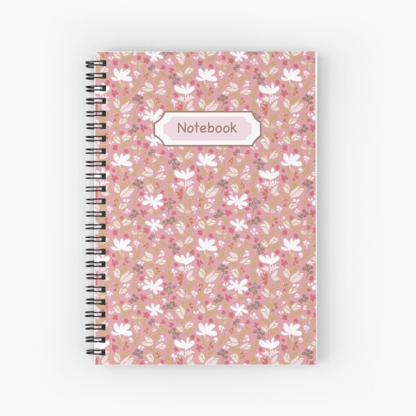 Item preview, Whimsical Salmon Pink Ditsy Floral Spiral Notebook designed and sold by Butterfly & Daisy Design Studio.
