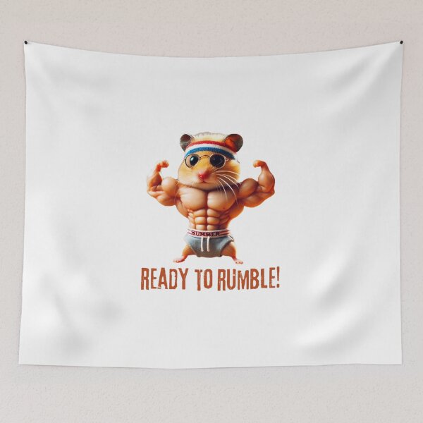 Item preview, Rumble, ready, hamster, yellow, orange, red, animal, gym, muscle  designed and sold by B-M-Store.