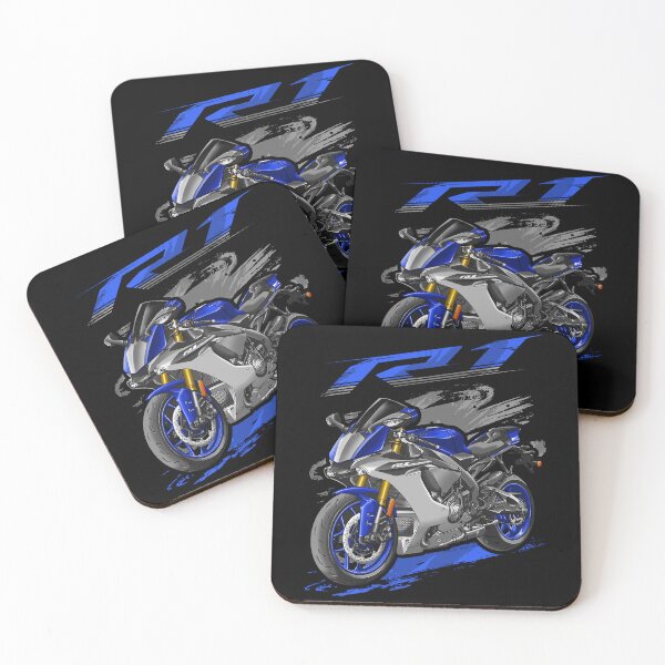 Artikelvorschau, Yamaha YZF-R1 2015 (Team Yamaha Blau & Mattsilber) für Motorradfahrer entworfen und verkauft von MotoApparelHub.
