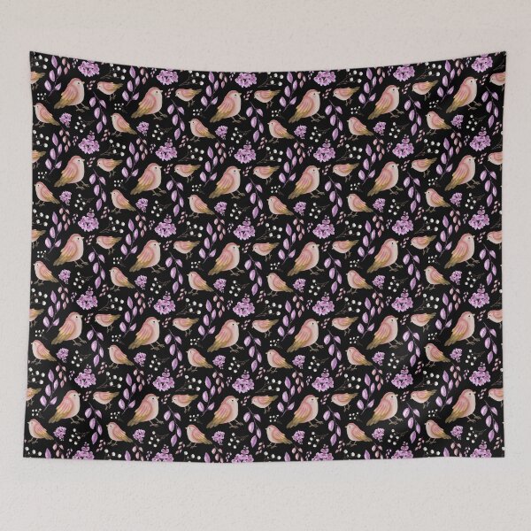 Item preview, Birds and purple plants pattern designed and sold by Topmel.