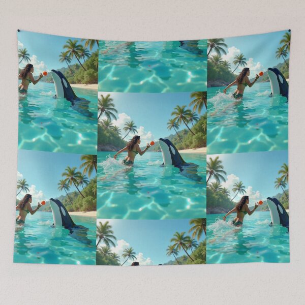 Item preview, Playing with orca in lagoon designed and sold by PhilDreams.