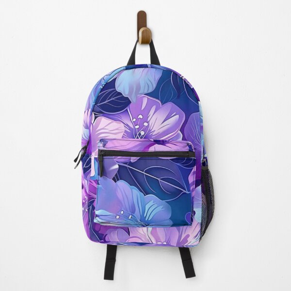 Item preview, Neon blue purple sparkling flower pattern - whimsigoth dark cottagecore designed and sold by cocomelon168.