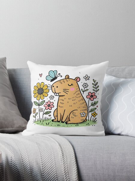 Aperçu de l'œuvre Capybara avec papillon : Journée champêtre florale créée et vendue par Polarisofficial.