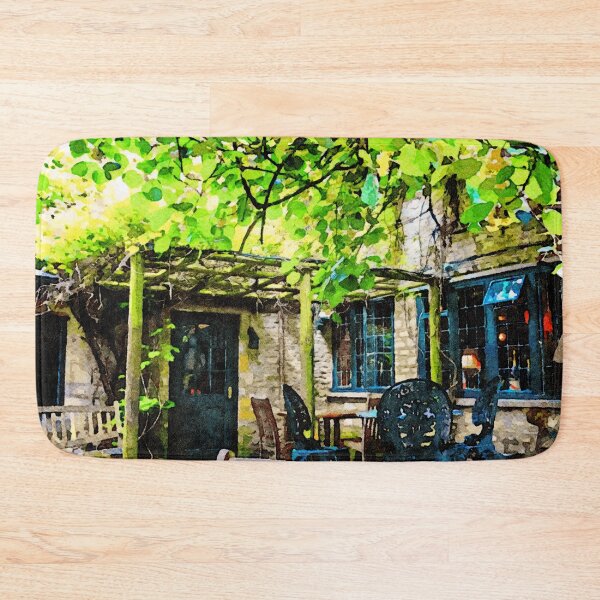 Item preview, Charming courtyard in the Cotswolds painted in vibrant watercolor hues designed and sold by GestaltImagery.