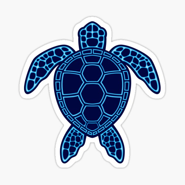 Diseño de tortuga marina de lava de neón azul Pegatina